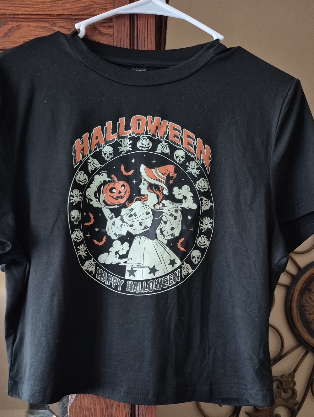 SHEIN Black Halloween Witch & Pumpkin Graphic Tee